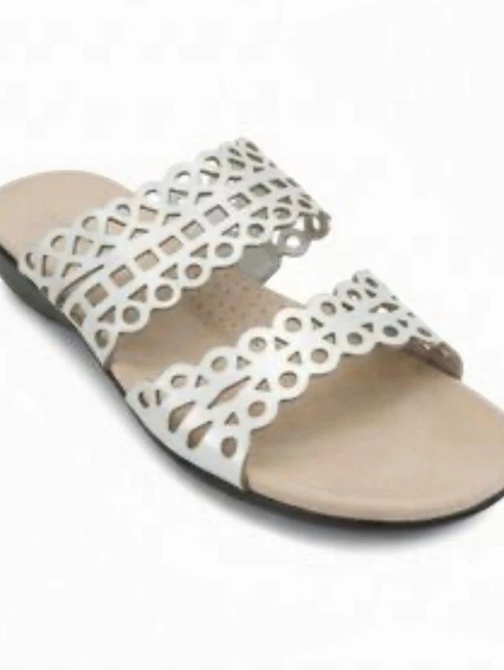 Croft & Barrow “Becky” metallic laser cut comfort slide sandals size 7
